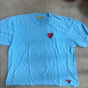Aviator Nation Sky Blue Tee with Heart Embroidery
